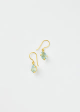 18kt Gold Koh-I-Noor Aquamarine Claw Set Single Drop Earrings