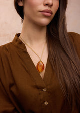 Azaz Amber Glass Diamond Bead on Cord