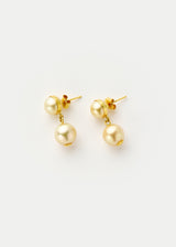 18kt Gold PSTM Myanmar Moonlight Double Drop Pearl Earrings