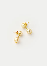 18kt Gold PSTM Myanmar Moonlight Double Drop Pearl Earrings