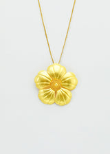 18kt Gold PSTM Myanmar Large Hibiscus Pendant on Cord
