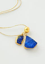 18kt Gold Vermeil Afghanistan Zindagi Now Lapis Pendant on Cord