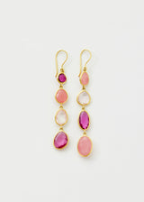 18kt Gold Mixed Pinks Multi Drop Earrings