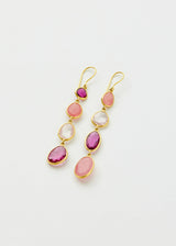 18kt Gold Mixed Pinks Multi Drop Earrings