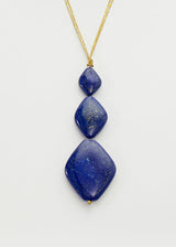 Lapis Archaic Three Stone Necklace on Cord