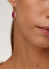 18kt Gold Ruby Single Drop Earrings