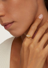 18kt Gold Herkimer Metamorphic Cup Ring