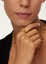 18kt Gold Galaxy Rutilated Quartz Greek Ring