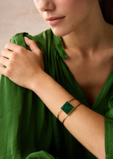 18kt Gold Vermeil PSTM Afghanistan Zindagi Green Agate Marwa Cuff