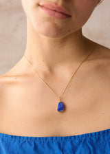 18kt Gold Vermeil Afghanistan Zindagi Now Single Small Lapis Pendant on Cord