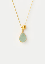 18kt Gold Vermeil Afghanistan Zindagi Now Single Aquamarine Pendant & Gold Bead on Cord