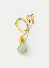 18kt Gold Vermeil Afghanistan Zindagi Now Single Aquamarine Pendant & Gold Bead on Cord