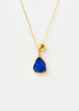 18kt Gold Vermeil Afghanistan Zindagi Now Single Lapis Pendant & Gold Bead on Cord