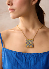 18kt Gold Vermeil PSTM Afghanistan Mawzon Lapis & Turquoise Necklace