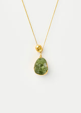 18kt Gold Vermeil Afghanistan Zindagi Now Single Green Tourmaline Pendant & Gold Bead on Cord