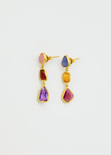 18kt Gold Birds Lament Three Drop Stud Earrings