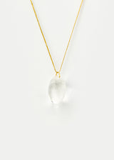 18kt Gold Drilled Tumbled Crystal Amulet on Cord