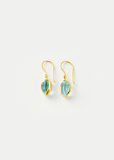 18kt Gold Cerulean Aquamarine Single Drop Earrings