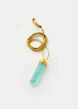 18kt Gold Cerulean Aquamarine Cap Set Amulet on Cord