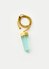 18kt Gold Cerulean Aquamarine Cap Set Point Amulet on Cord