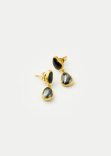 18kt Gold Night Hematite & Black Onyx Double Drop Studs
