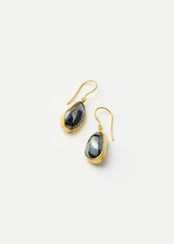18kt Gold Night Hematite Single Drop Earrings