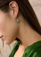 18kt Gold Rough Turquoise Single Drop Earrings