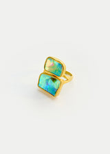 18kt Gold Beachcomber Abalone Shell Double Greek Ring
