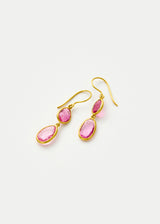 18kt Gold Pink Tourmaline Small Double Drop Earrings