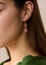 18kt Gold Pink Tourmaline Small Double Drop Earrings