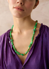 18kt Gold Green Turquoise Beaded Necklace