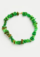 18kt Gold Green Turquoise Thick Short Beaded Necklace