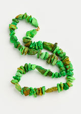 18kt Gold Green Turquoise Thick Long Beaded Necklace