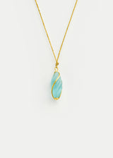 18kt Gold Carnival Aquamarine Twist Amulet on Cord