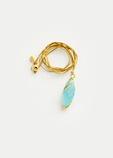 18kt Gold Carnival Aquamarine Twist Amulet on Cord