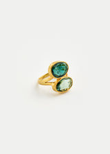 18kt Gold Green Tourmaline Double Greek Ring