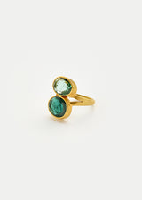 18kt Gold Green Tourmaline Double Greek Ring