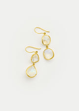 18kt Gold Moon Mist Rainbow Moonstone Double Drop Earrings