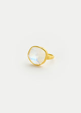 18kt Gold Moon Mist Rainbow Moonstone Large Greek Ring