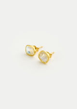 18kt Gold Moon Mist Rainbow Moonstone Classic Studs