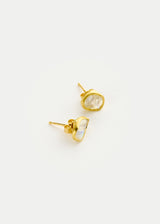 18kt Gold Moon Mist Rainbow Moonstone Classic Studs