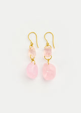 18kt Gold Carnival Rose Quartz Double Drop Drill & Loop Earrings