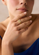 18kt Gold Diamond Grid Ring