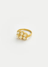 18kt Gold Diamond Grid Ring