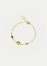 18kt Gold PSTM Myanmar Tender Greens Peridot & Diopside Three Stone Bracelet