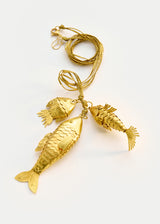 18kt Gold PSTM Myanmar Fish Cluster on Cord