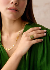 18kt Gold PSTM Myanmar Tender Greens Diopside Grid Ring