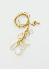18kt Gold Rainbow Moonstone Cluster on Cord