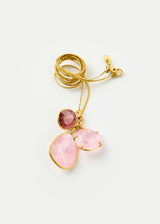 18kt Gold Pink Agra Pink Tourmaline & Morganite Cluster on Cord