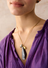 18kt Gold Night Hematite & Pyrite Cluster on Cord